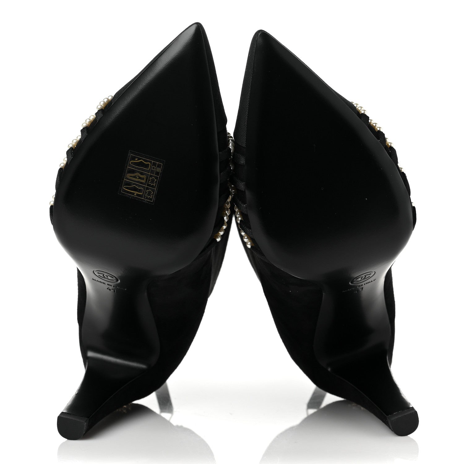Chanel Suede Calfskin Pearl Cap Toe Short Boots 41 Black 6 of 8