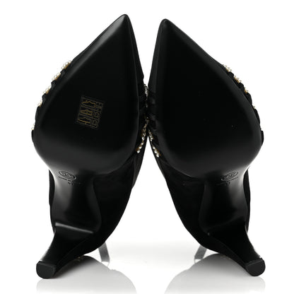 Chanel Suede Calfskin Pearl Cap Toe Short Boots 41 Black 6 of 8