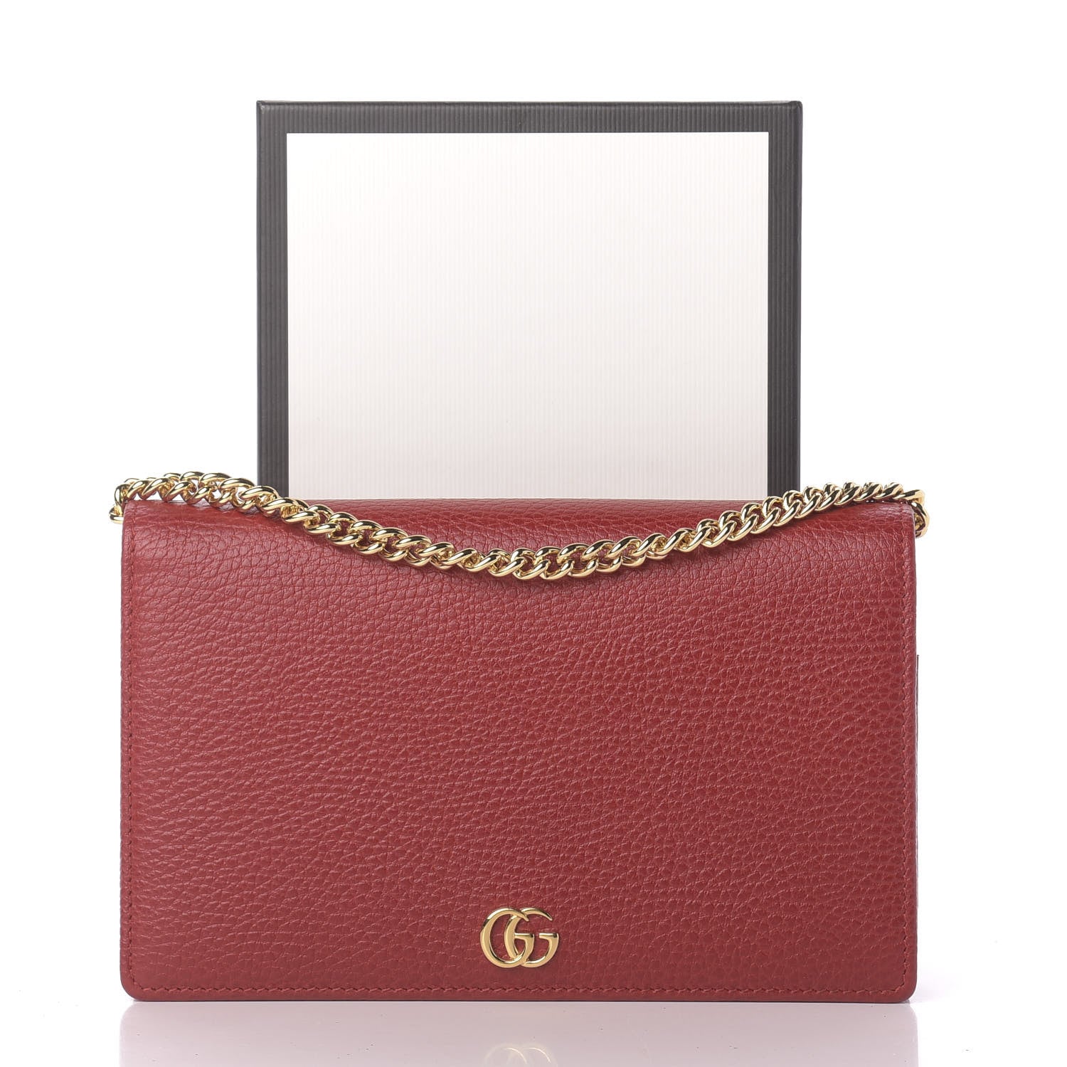 Gucci Dollar Calfskin Mini GG Marmont Chain Wallet Hibiscus Red 11 of 11