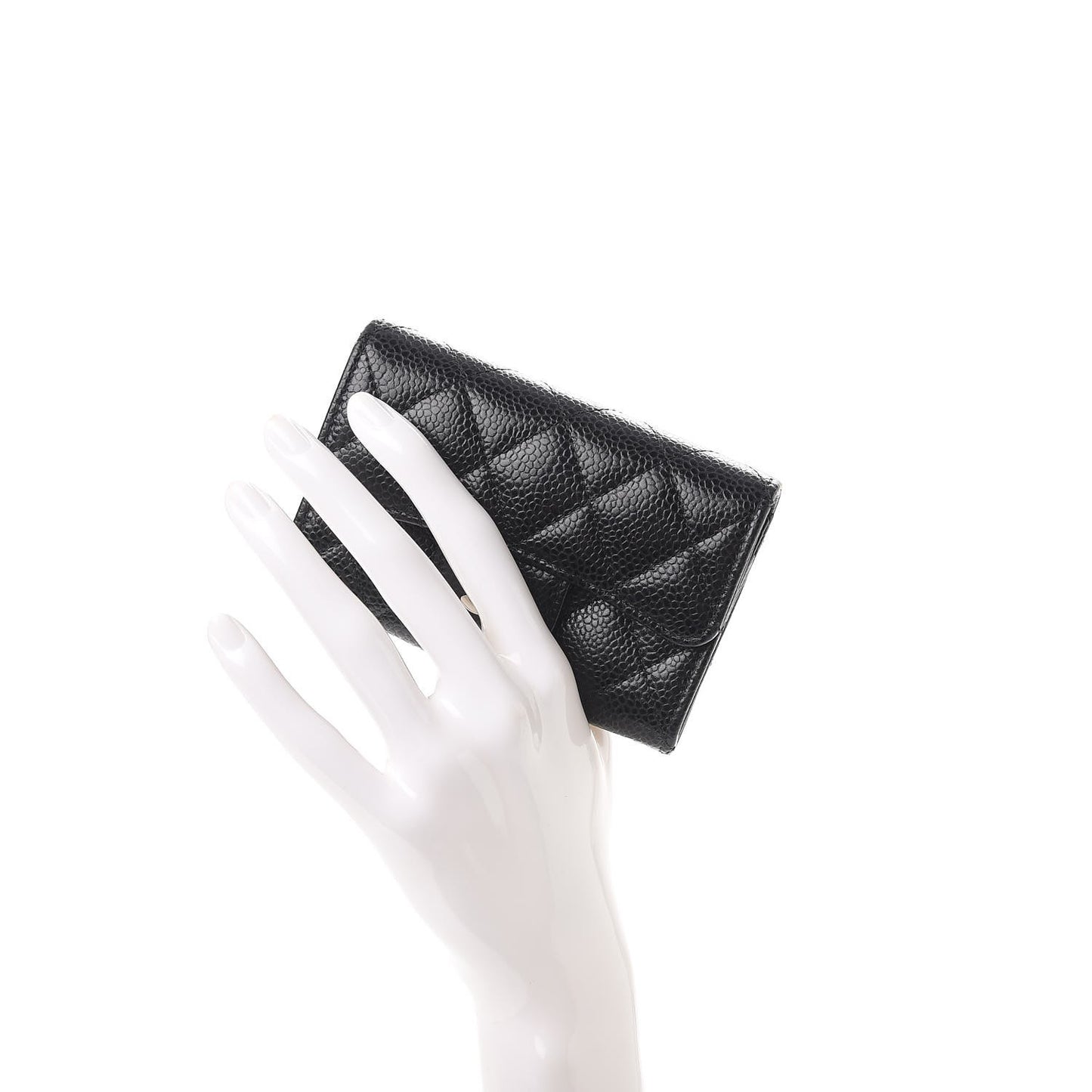 Caviar Quilted Flap Card Holder Black