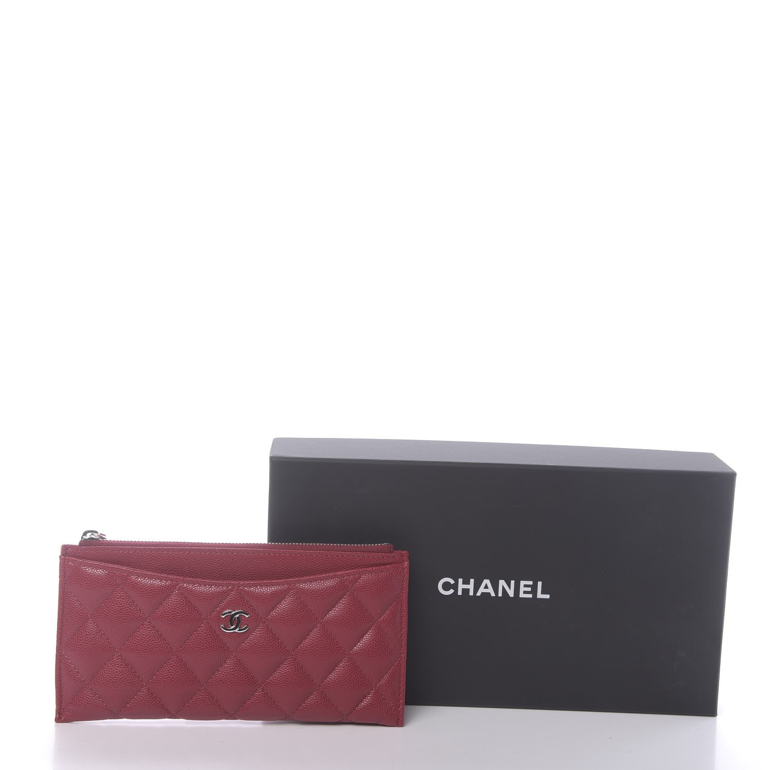 Chanel Caviar Quilted Classic Zip Pouch Dark Pink 8 of 8