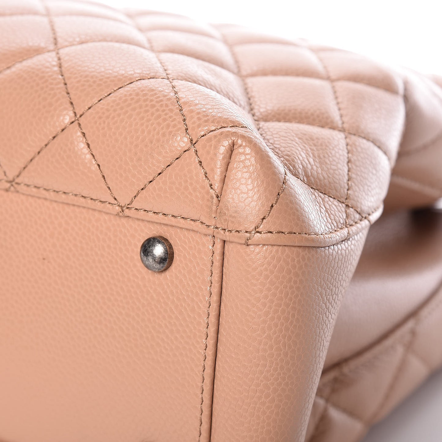 Caviar Quilted City Shopping Tote Beige