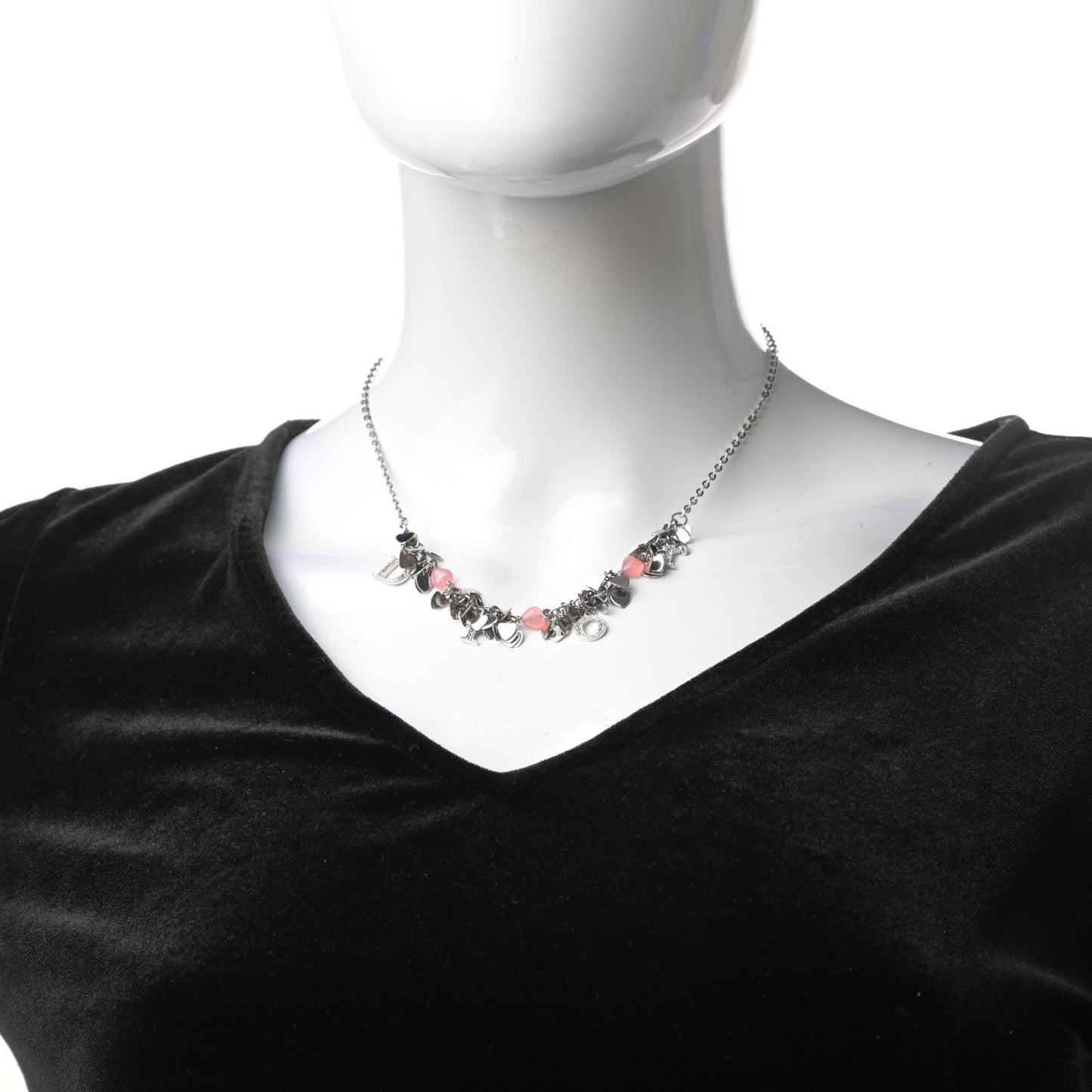 Crystal Rose Heart Charm Necklace