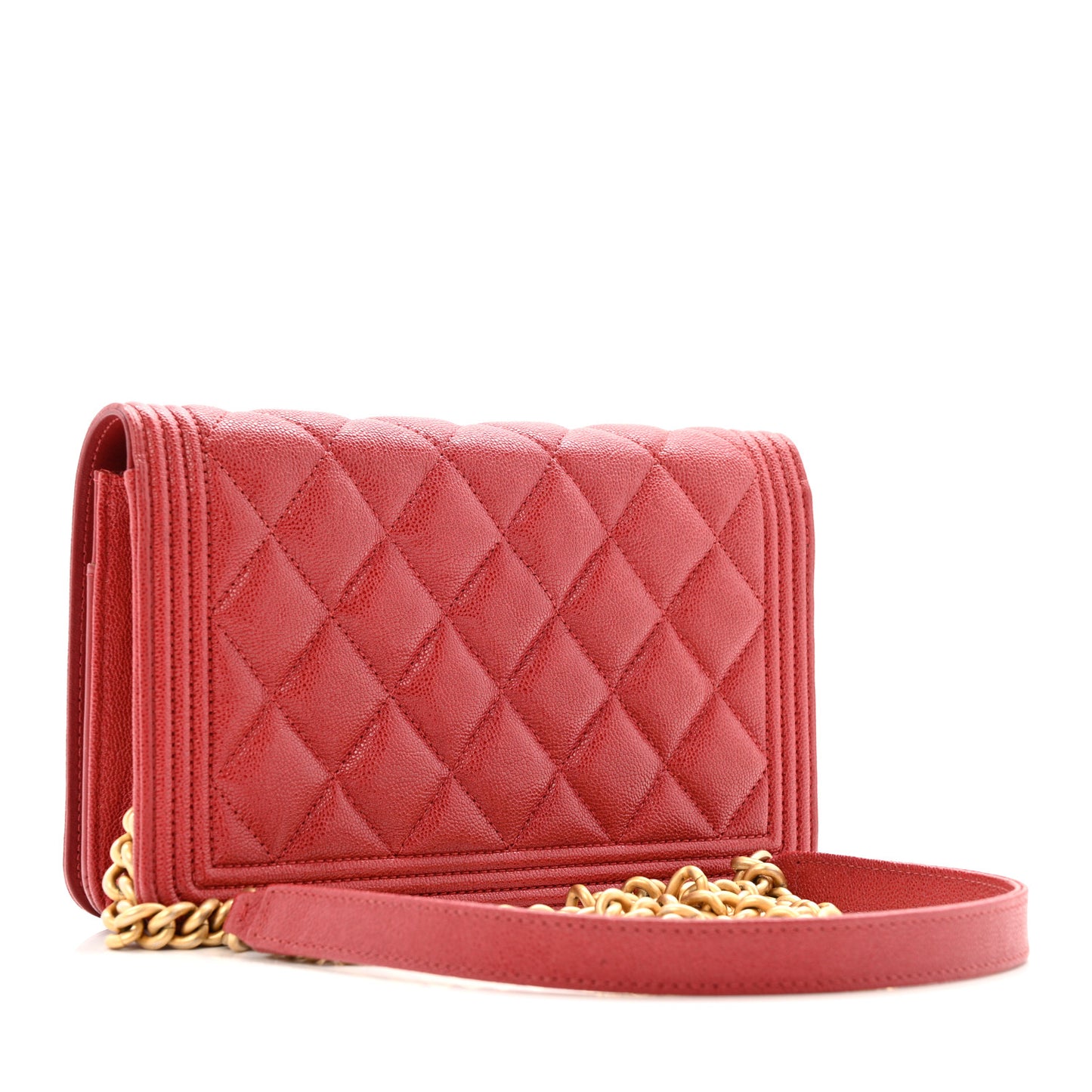 Caviar Quilted Boy Wallet On Chain WOC Red