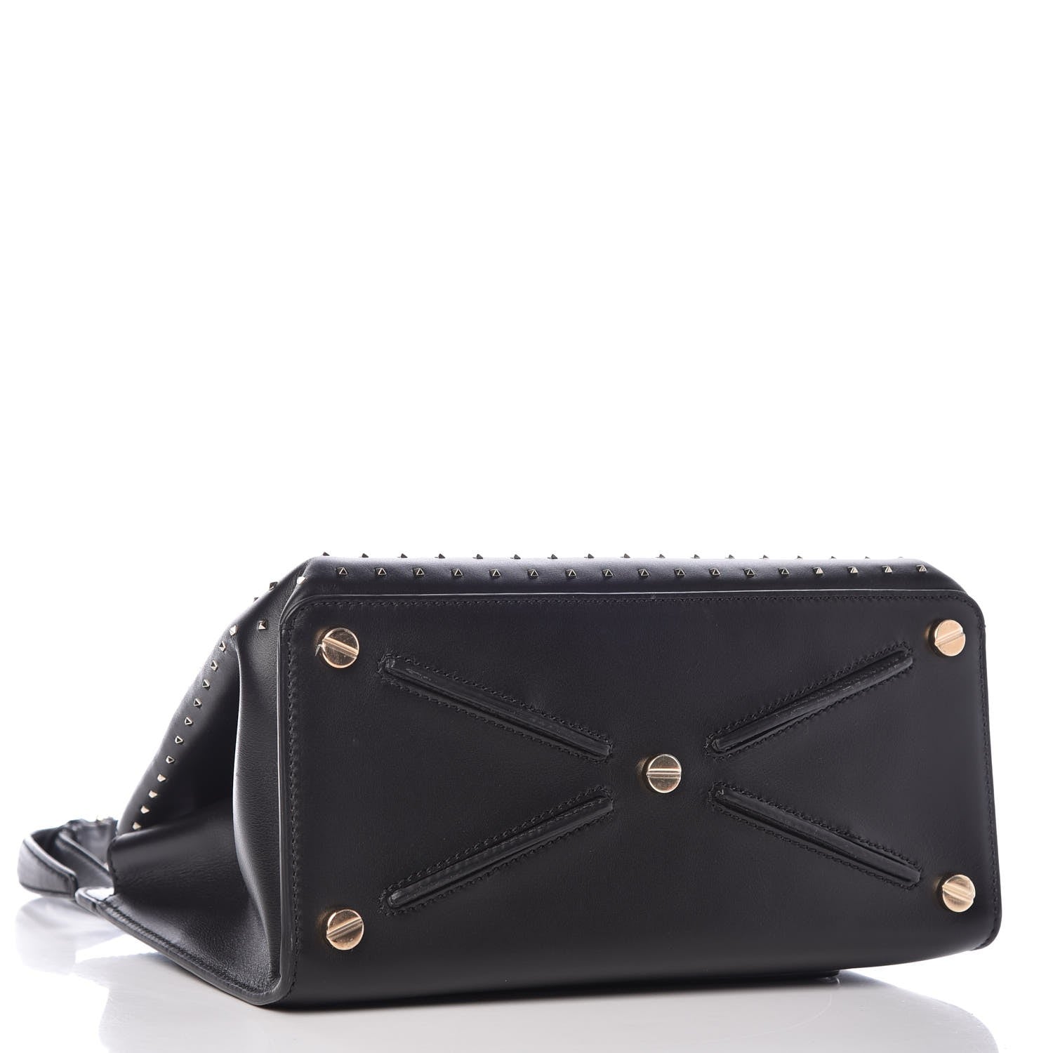 Valentino Garavani Calfskin Studded Medium Joylock Satchel Black 5 of 17