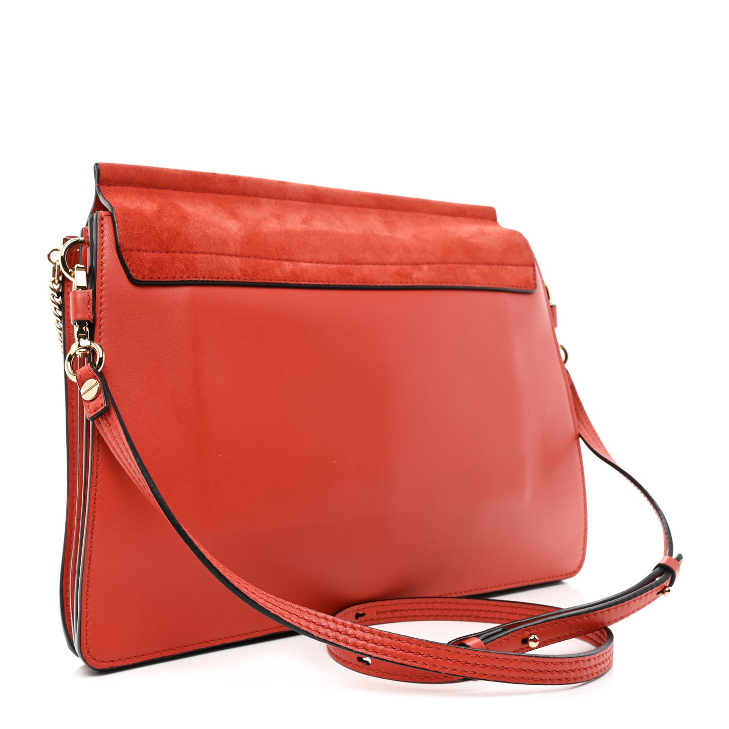 Calfskin Suede Medium Faye Shoulder Bag Sepia Red