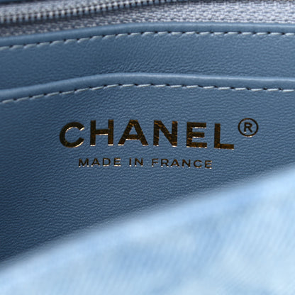Chanel Printed Denim Quilted Mini Rectangular Flap Light Blue 5 of 10