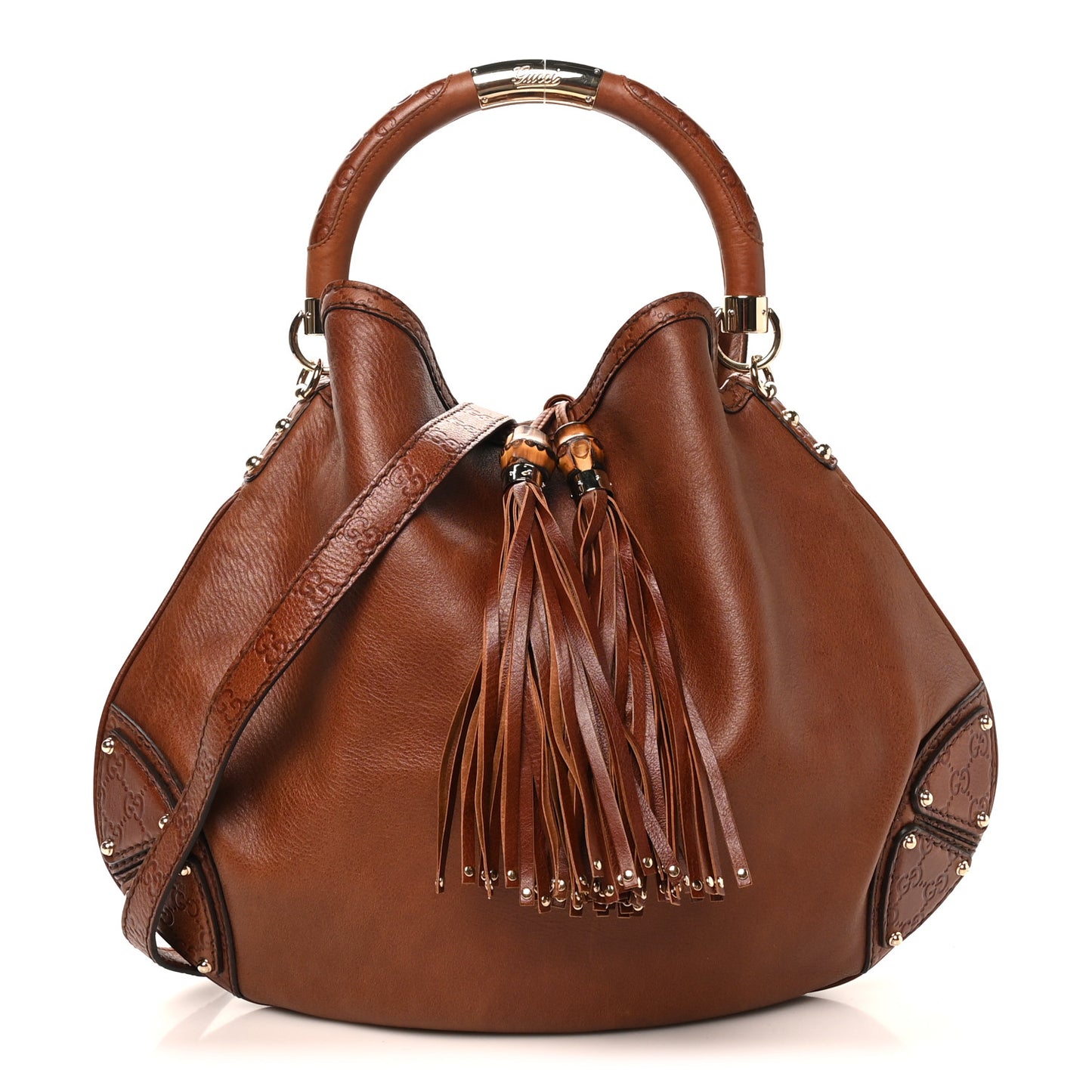 Calfskin Guccissima Large Indy Top Handle Hobo Brown
