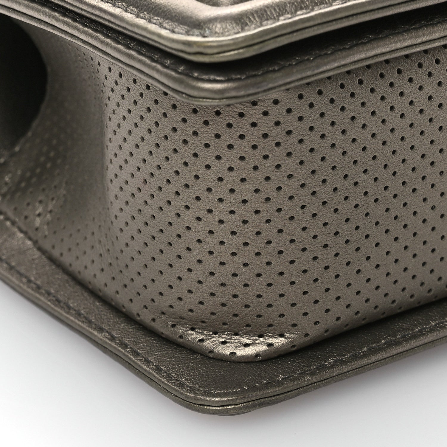 Chanel Metallic Lambskin Perforated Small Boy Flap Dark Silver 9 of 10