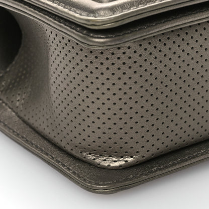 Chanel Metallic Lambskin Perforated Small Boy Flap Dark Silver 9 of 10
