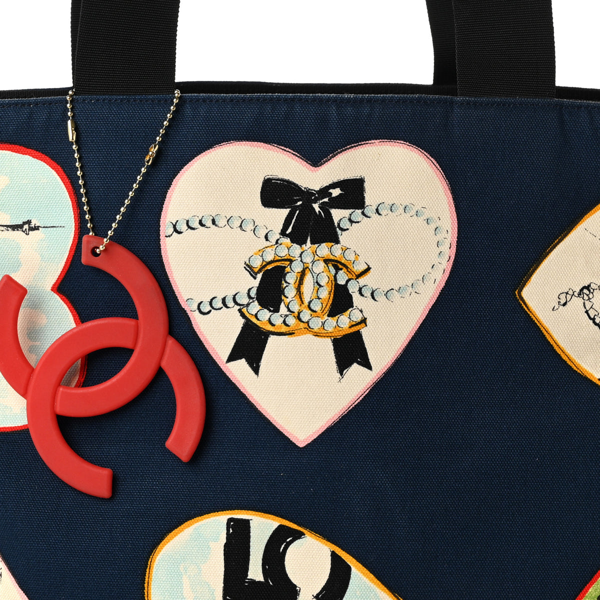 Canvas Coco Hearts Print Tote Blue