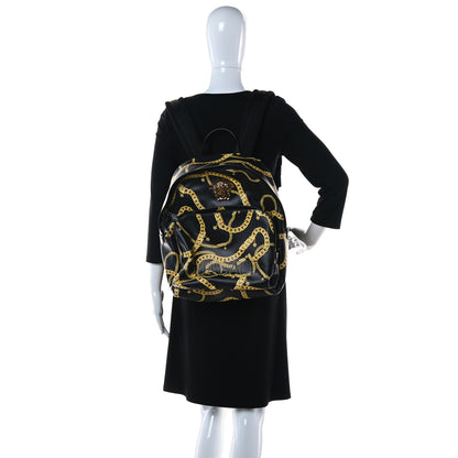 Versace Vinyl Chain Print La Medusa Backpack Black Gold 2 of 12