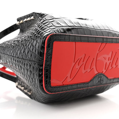 Christian Louboutin Patent Embossed Spiked Mini Cabarock Shopper Tote Black 8 of 9