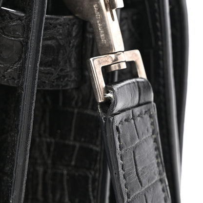 Saint Laurent Calfskin Crocodile Embossed Small Supple Sac de Jour Black 13 of 13