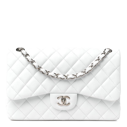 Chanel Caviar Quilted Jumbo Double Flap White 1 of 12