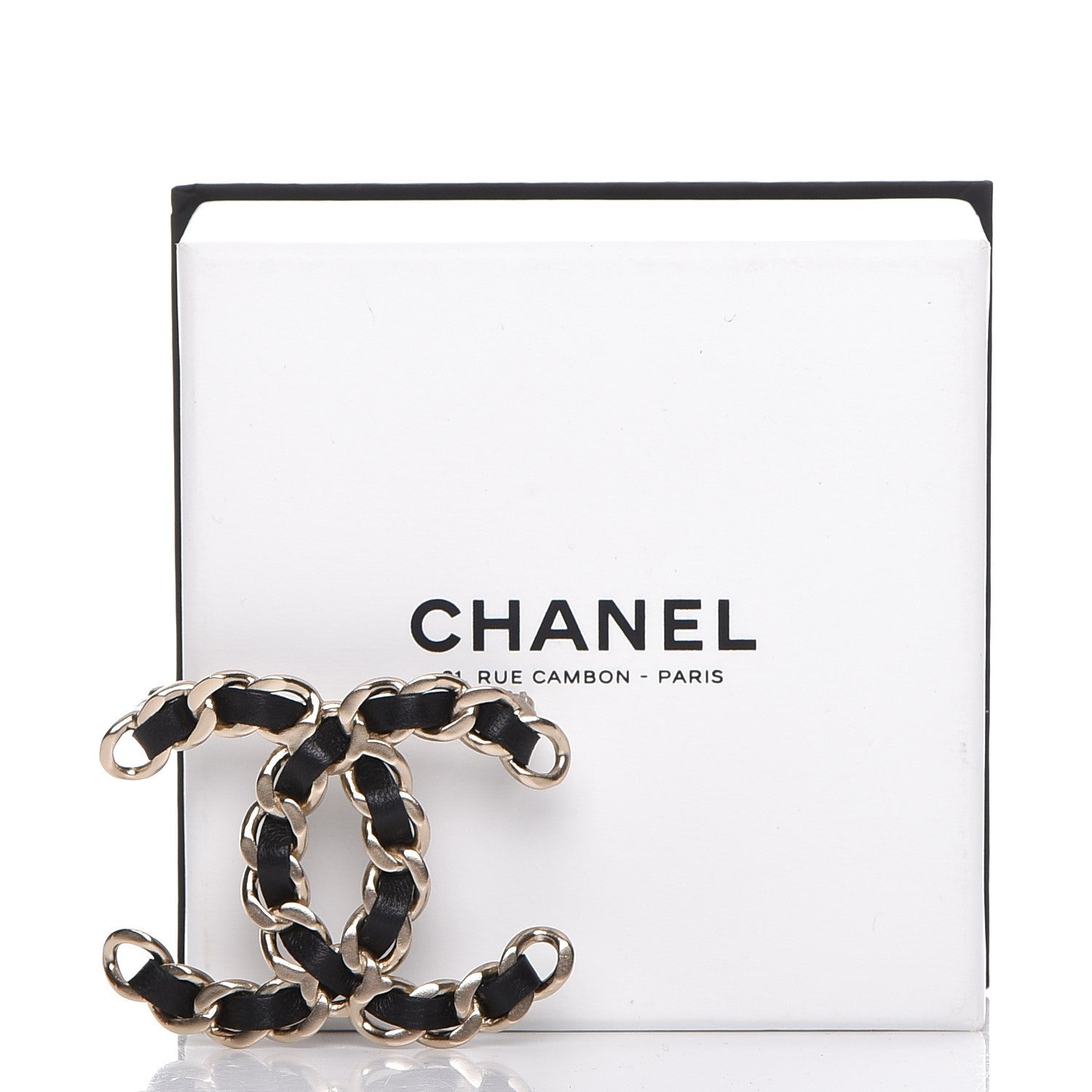 Chanel Lambskin Chain CC Brooch Black Gold 5 of 5