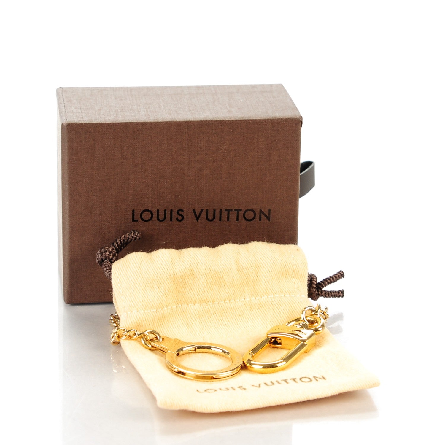 Louis Vuitton Metal Pochette Extender Key Ring Chain Gold 5 of 5