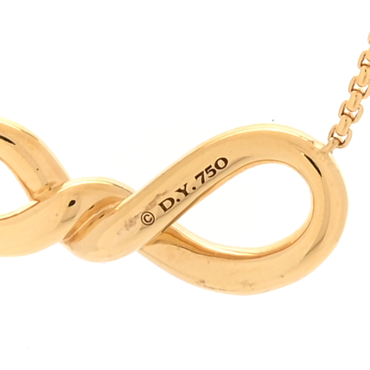 David Yurman 18K Yellow Gold Diamond Infinity Twist Pendant Necklace 5 of 5