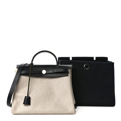 Hermes Toile Vache Calfskin Herbag 30 PM Ficelle Black 1 of 10