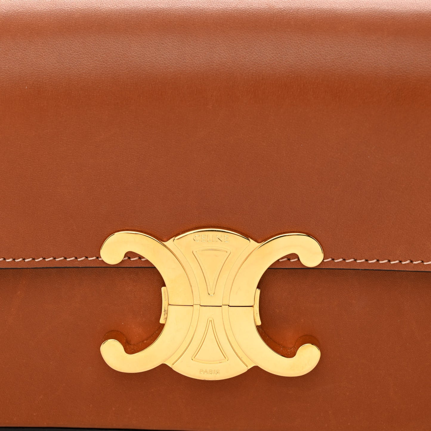 Natural Calfskin Triomphe Shoulder Bag Tan
