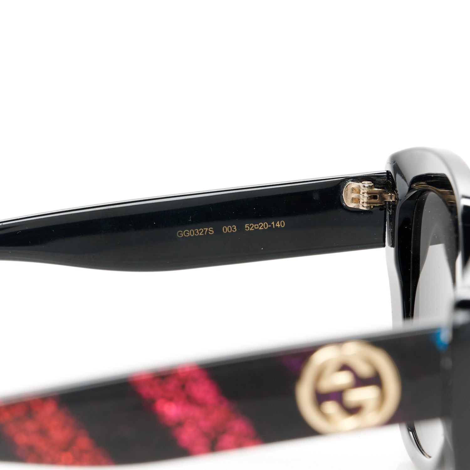 Gucci Acetate Glitter Sunglasses GG0327S Black 5 of 8