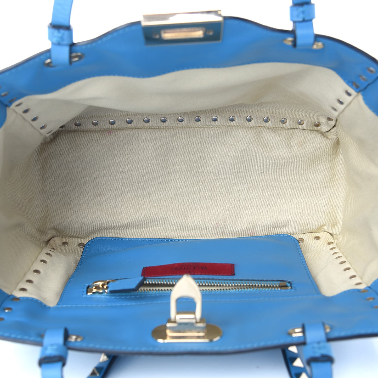 Vitello Small Rockstud Tote Light Blue