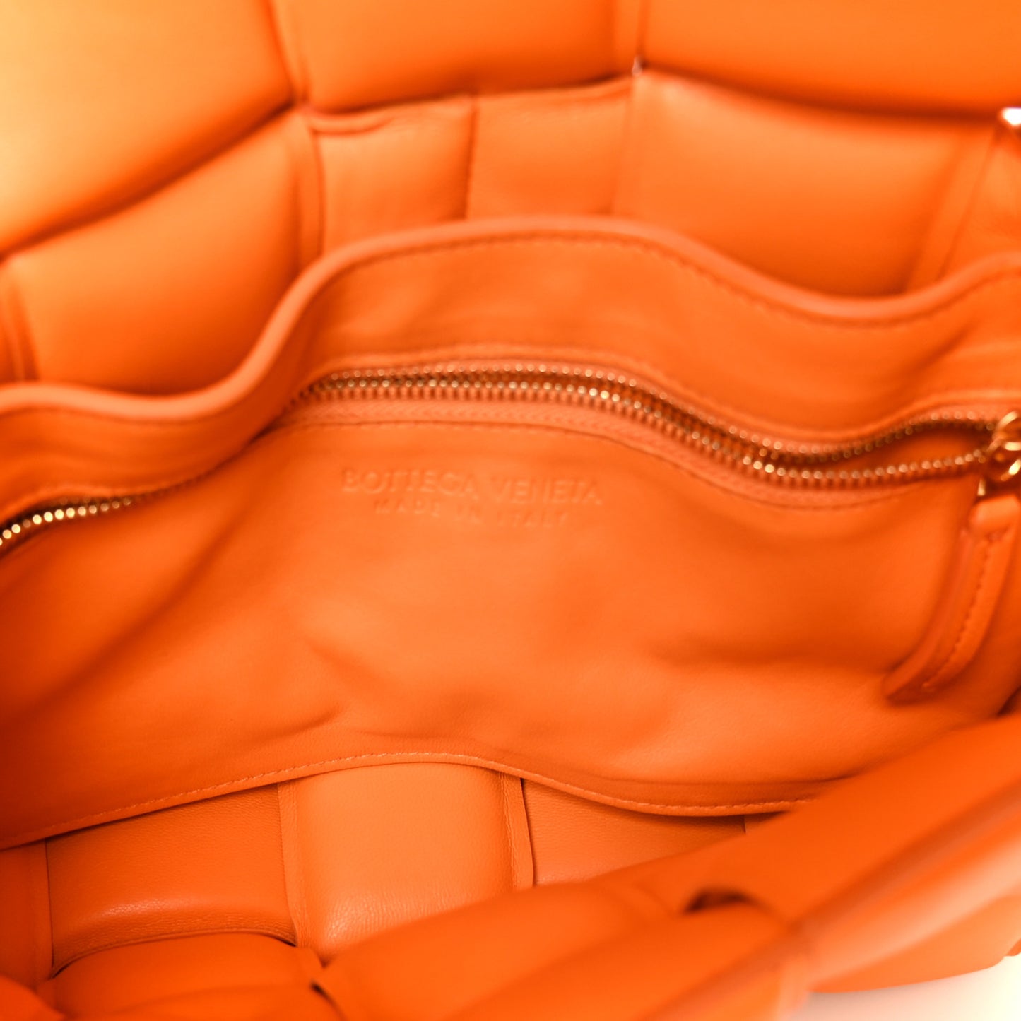 Nappa Maxi Intreccio Padded Cassette Crossbody Bag Orange