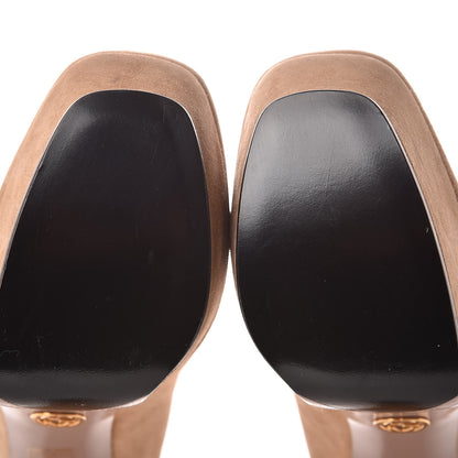 Gucci Kid Scamosciato Platform Pumps 40.5 Camelia 13 of 18