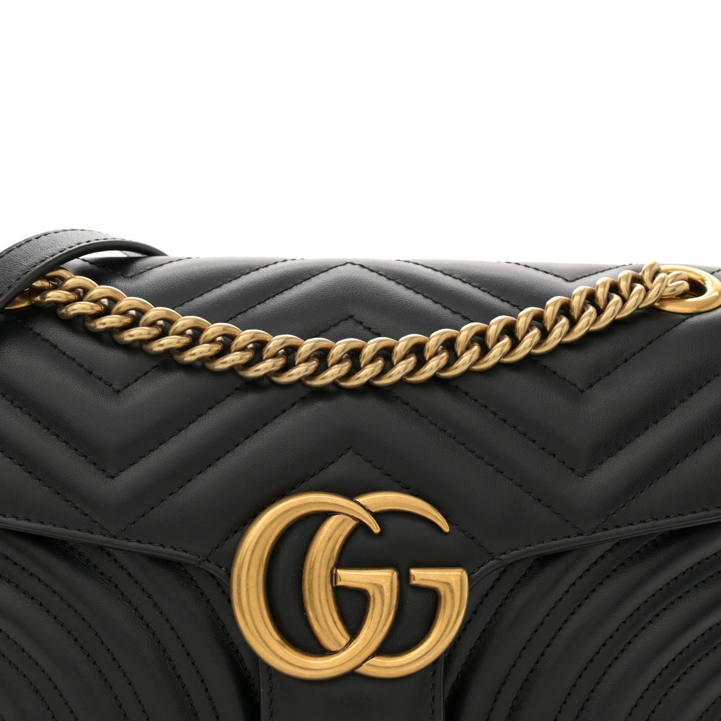 Calfskin Matelasse Small GG Marmont Shoulder Bag Black