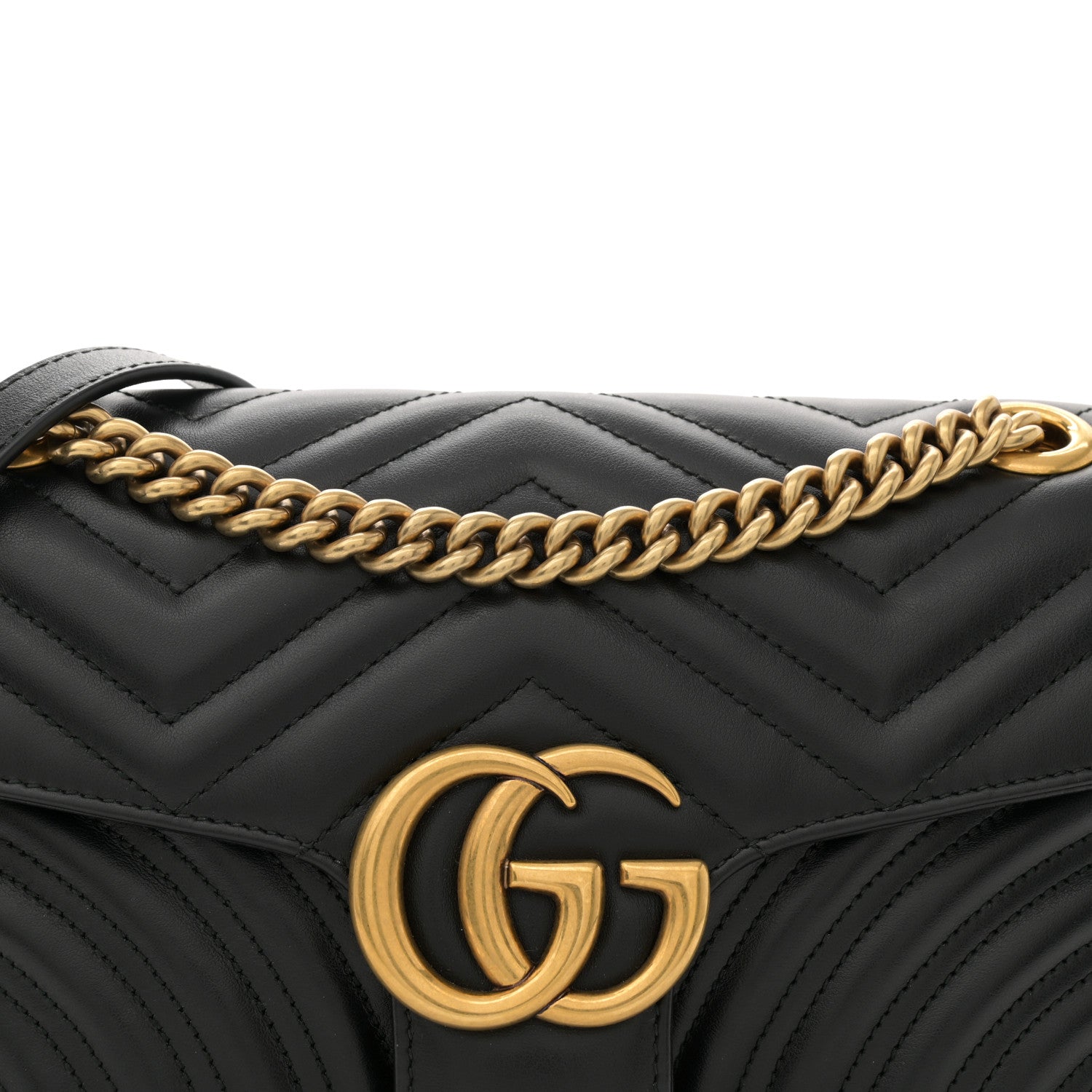 Gucci Calfskin Matelasse Small GG Marmont Shoulder Bag Black 8 of 10