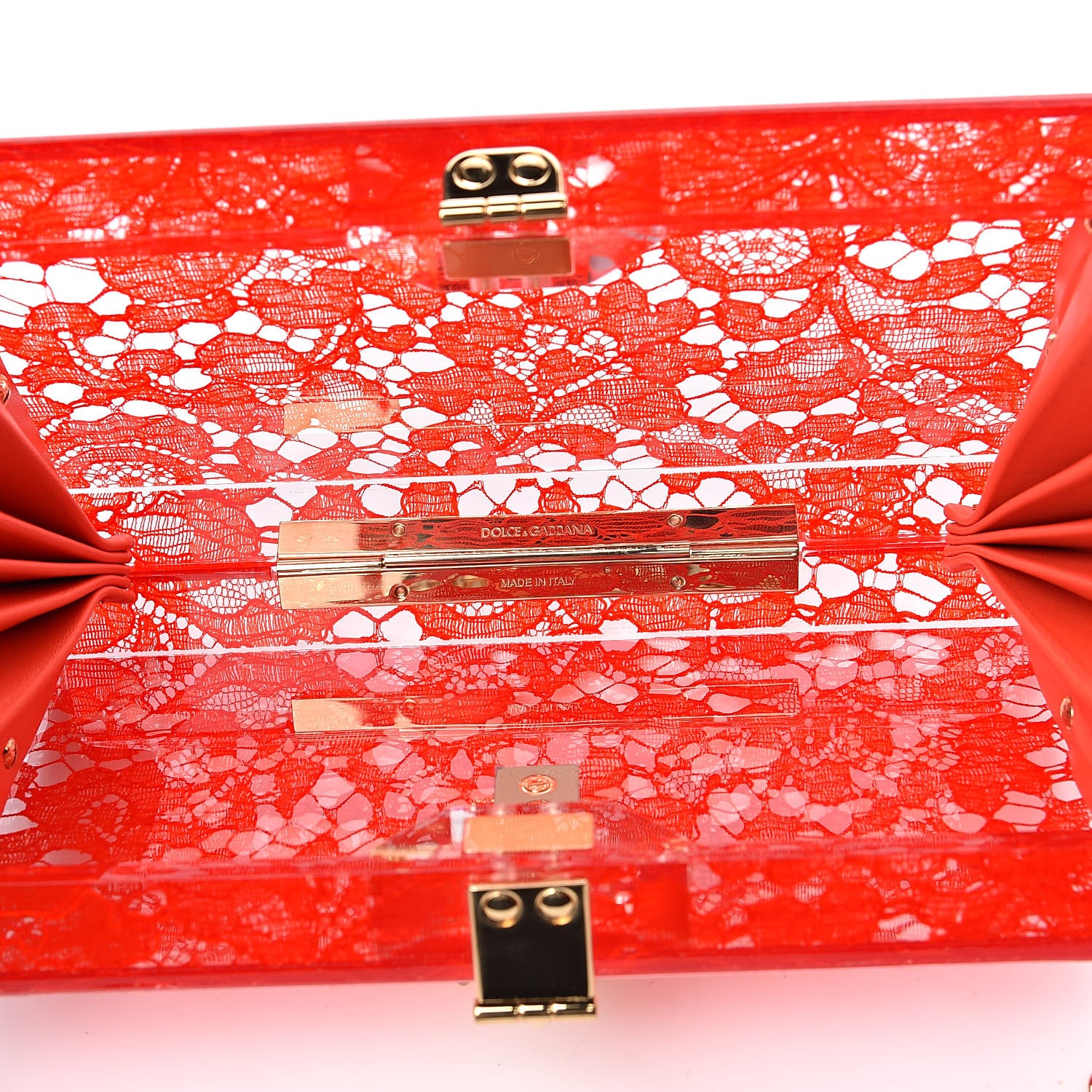 Dolce & Gabbana Plexiglass Lace Dolce Box Clutch Red 5 of 9