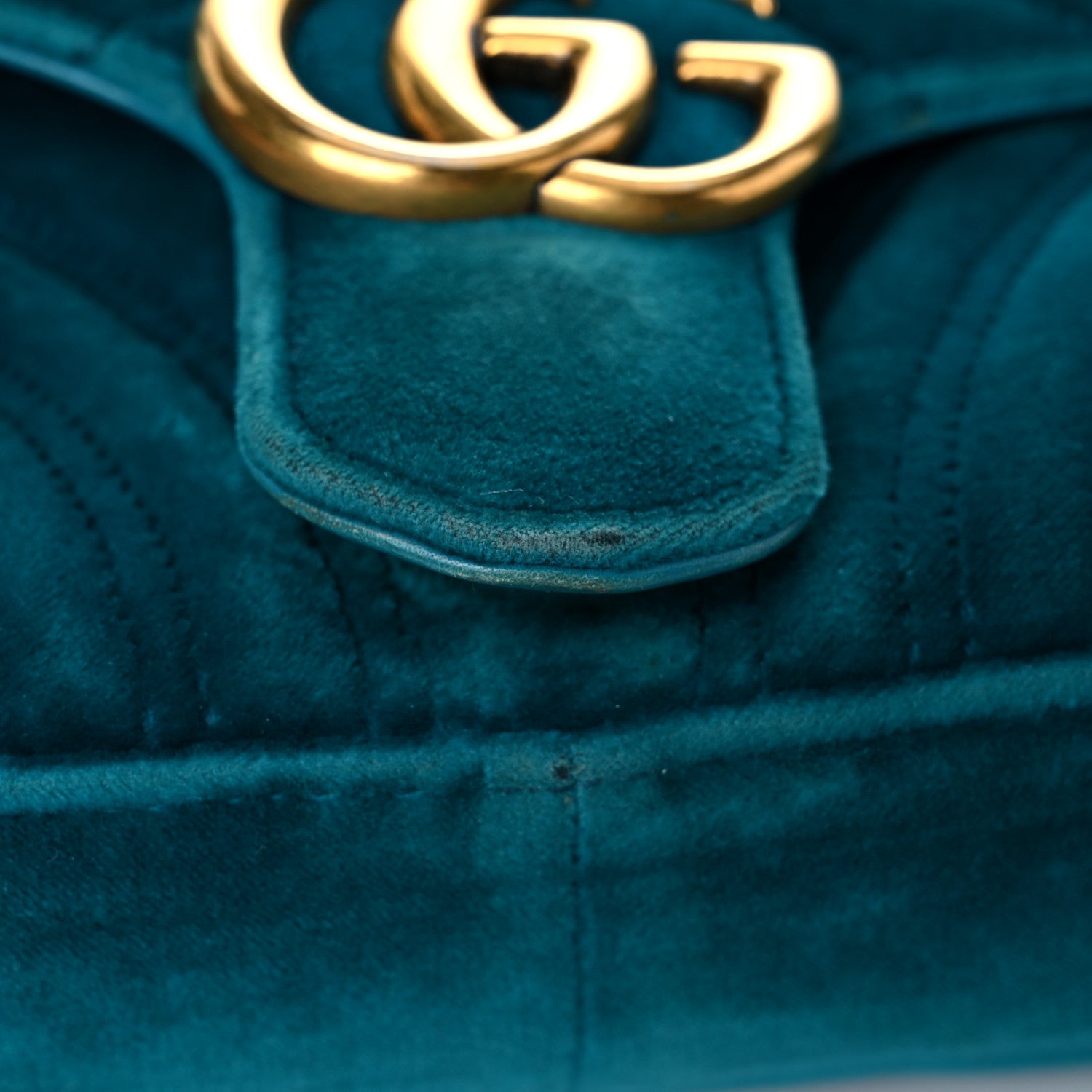 Gucci Velvet Matelasse Small GG Marmont Shoulder Bag Pavone Cyan 17 of 20