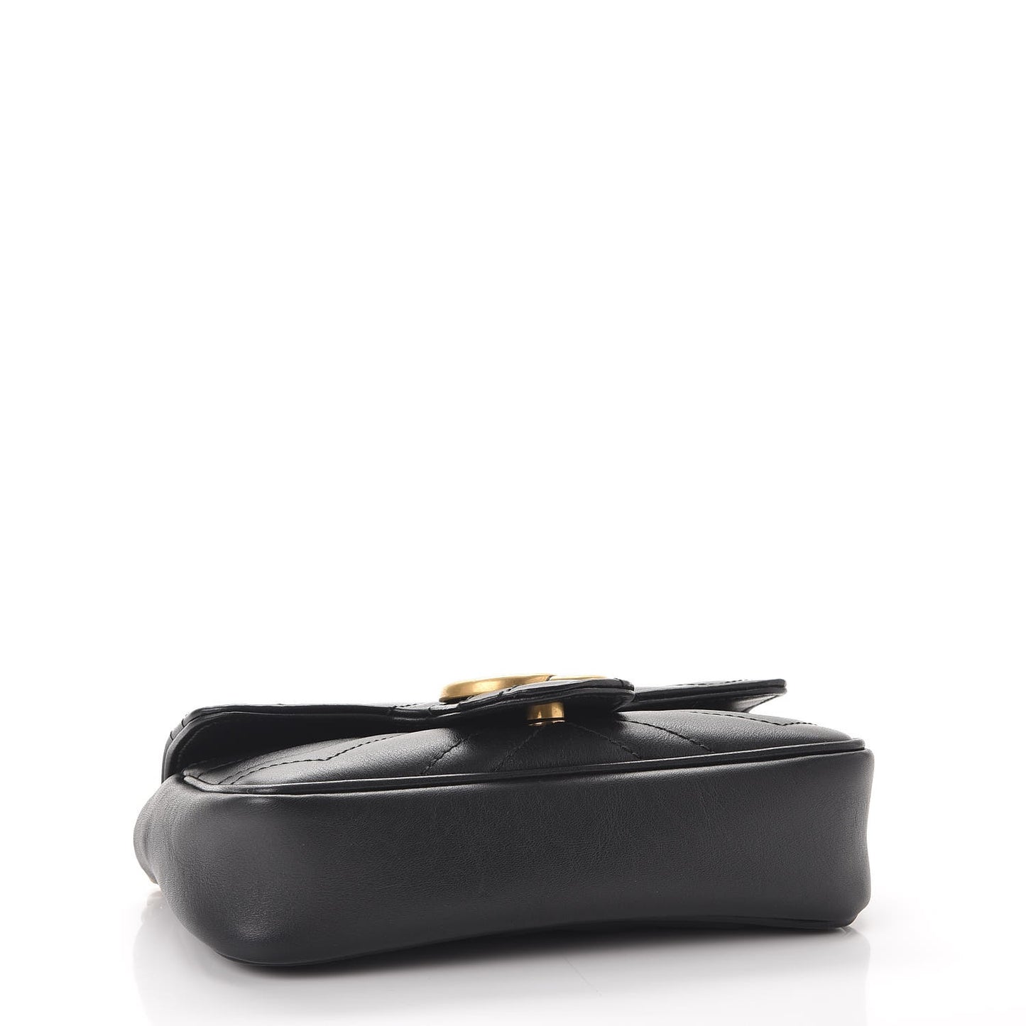 Calfskin Matelasse Super Mini GG Marmont Shoulder Bag Black