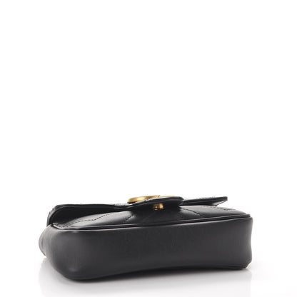 Gucci Calfskin Matelasse Super Mini GG Marmont Shoulder Bag Black 5 of 10