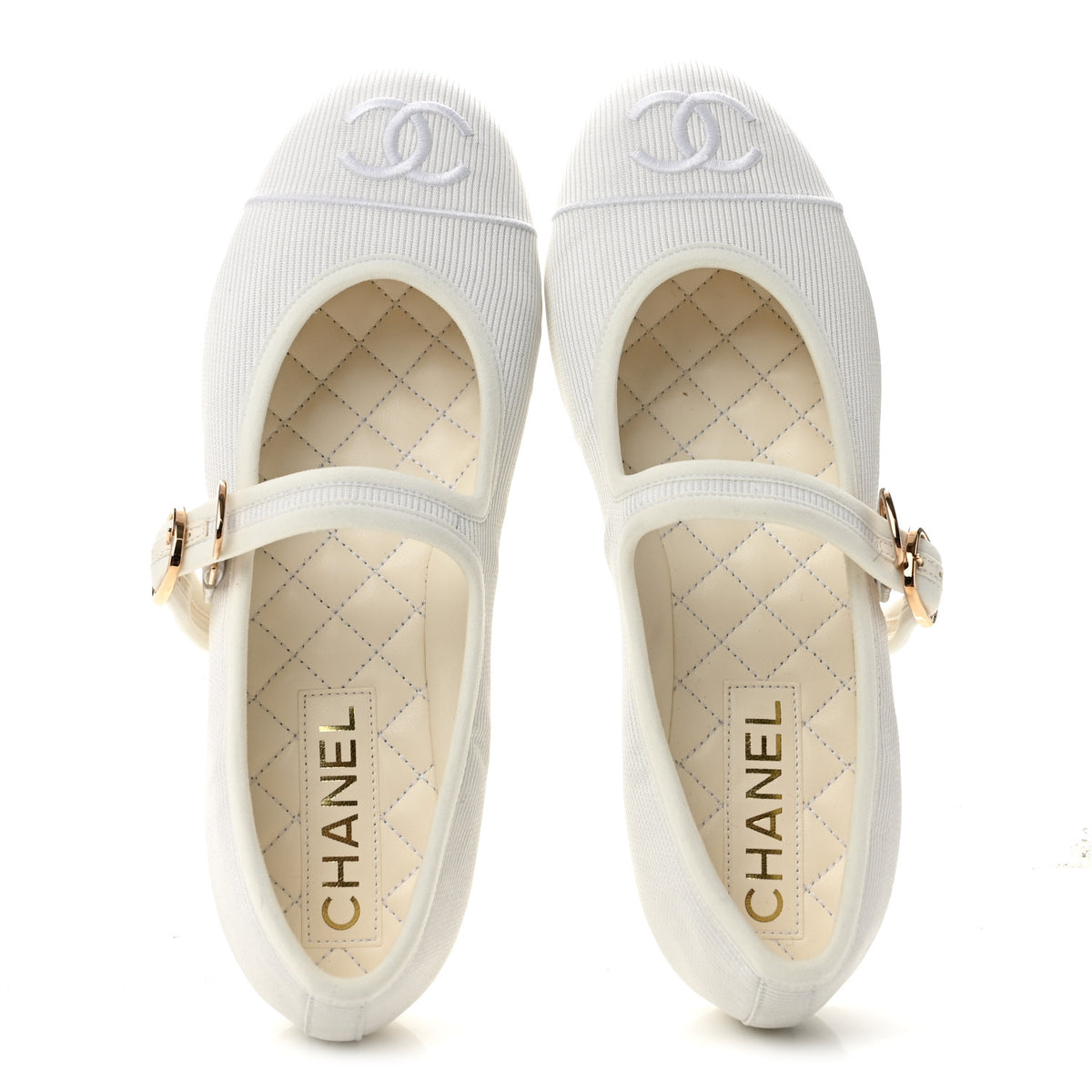Canvas Mary Jane Flats 38 White