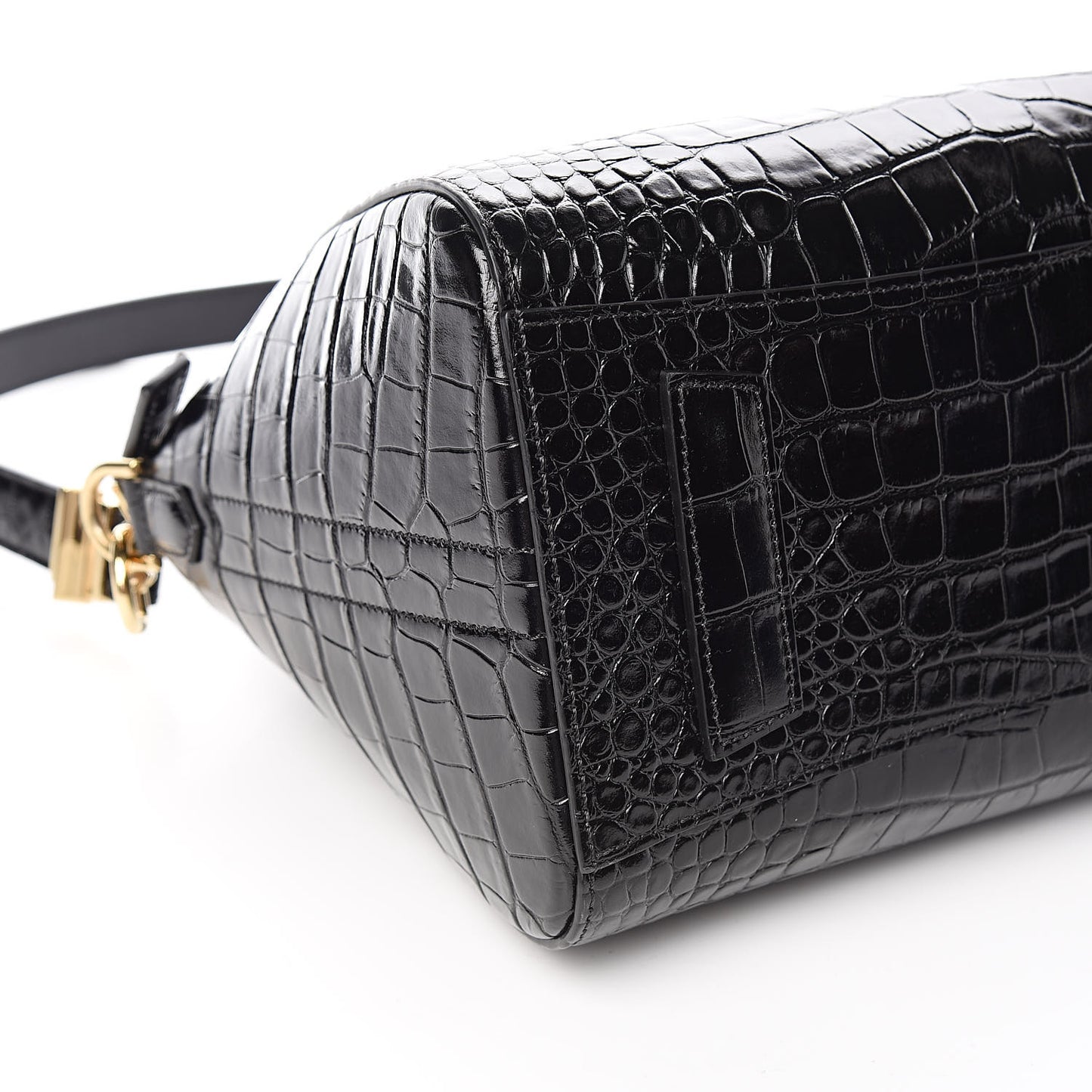 Calfskin Crocodile Embossed Small Antigona Black