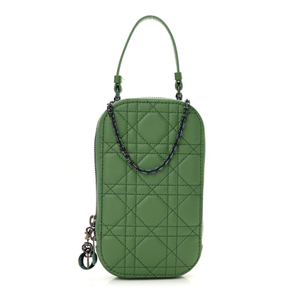 Christian Dior Lambskin Cannage Lady Dior Phone Holder Green 1 of 11