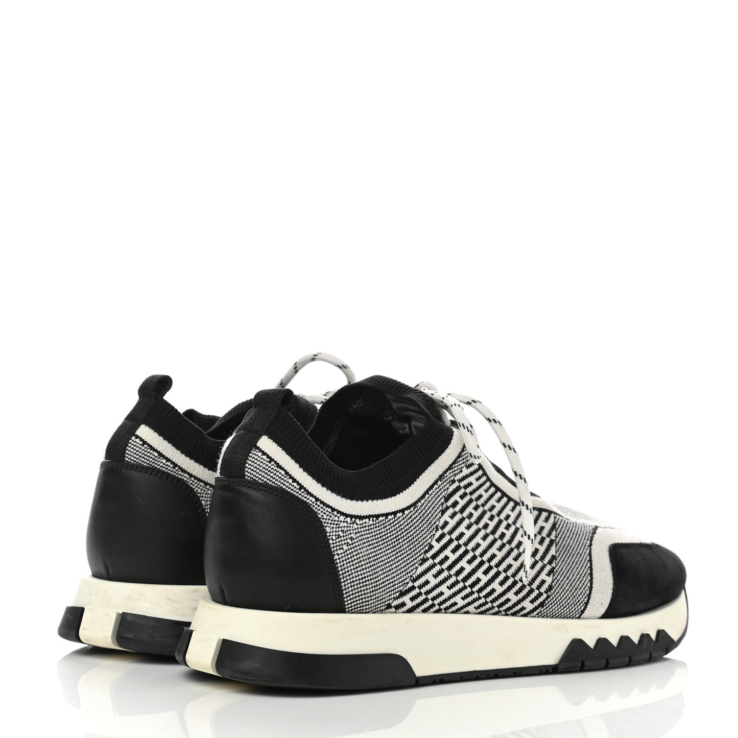 Knit Goatskin Mens Addict Sneakers 41 Black White