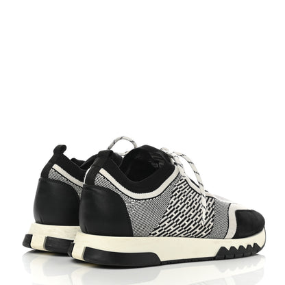 Hermes Knit Goatskin Mens Addict Sneakers 41 Black White 4 of 9
