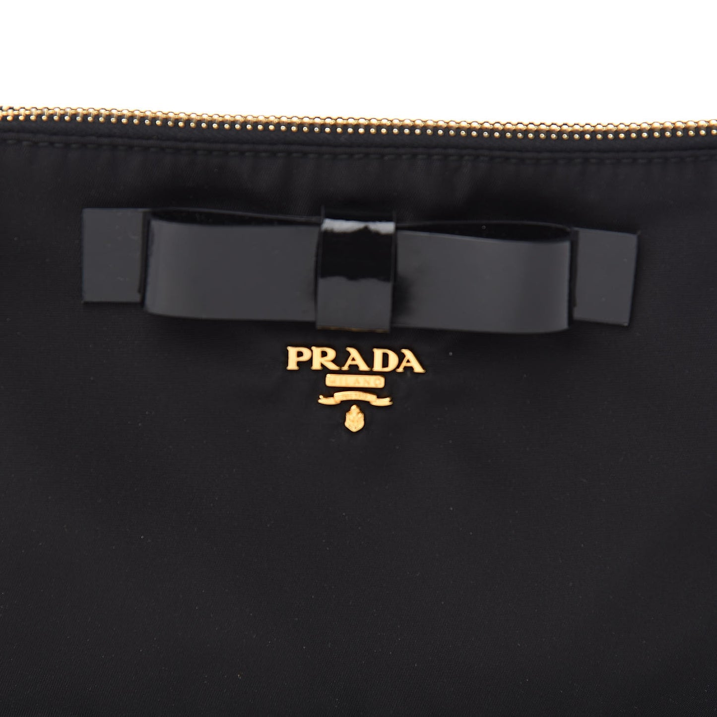 Tessuto Nylon Spazzolato Bow Pochette Black