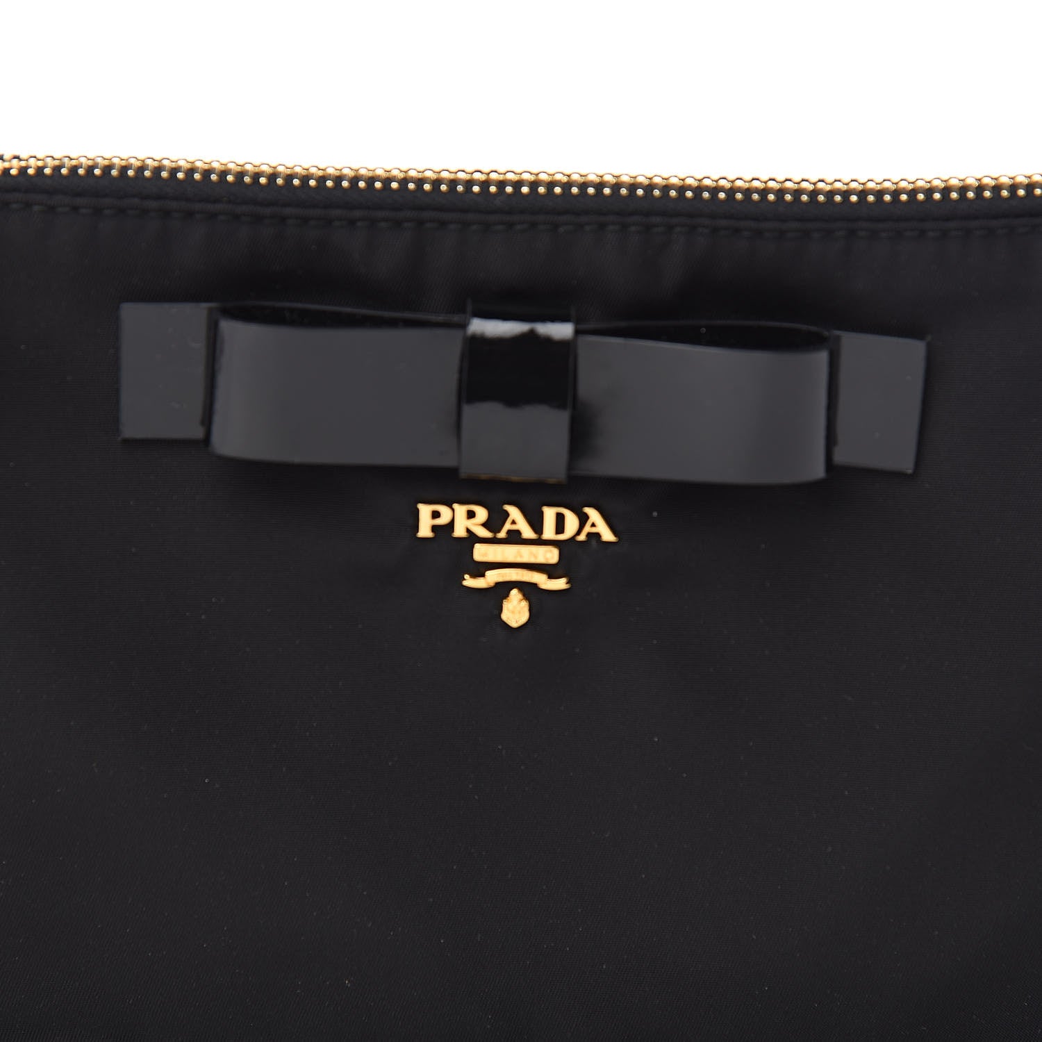 Prada Tessuto Nylon Spazzolato Bow Pochette Black 11 of 11