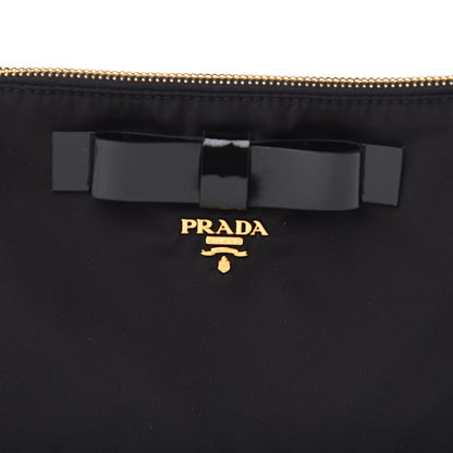 Prada Tessuto Nylon Spazzolato Bow Pochette Black 11 of 11