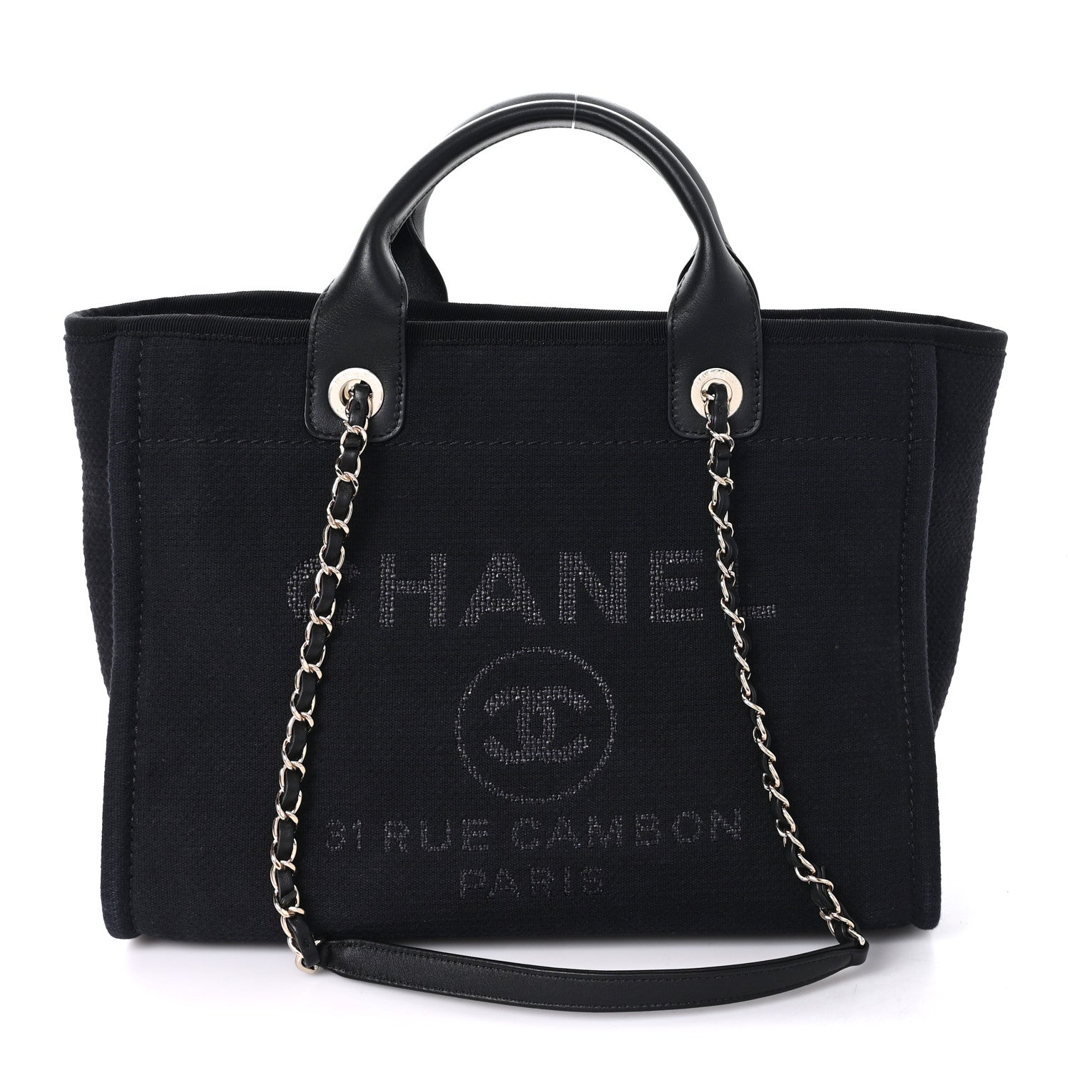 Chanel Mixed Fibers Calfskin Small Deauville Tote Black 1 of 11