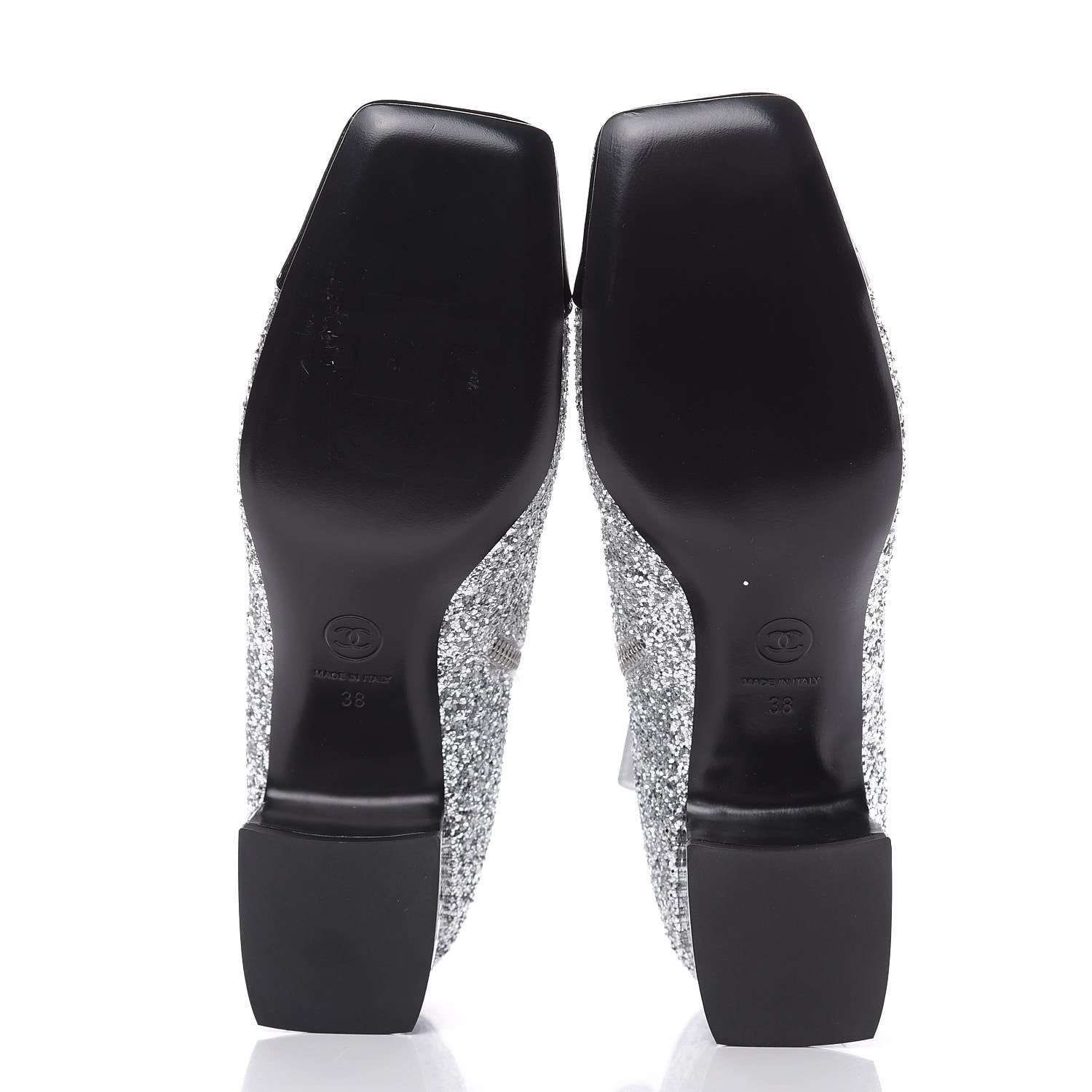 Chanel Glitter Patent Cap Toe Short Boots 38 Silver 5 of 12