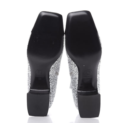 Chanel Glitter Patent Cap Toe Short Boots 38 Silver 5 of 12