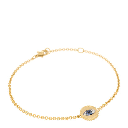 David Yurman 18K Yellow Gold Diamond Blue Sapphire Cable Collectibles Evil Eye Bracelet 1 of 3