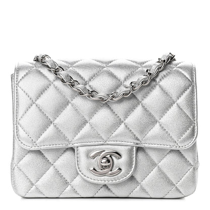 Chanel Metallic Lambskin Quilted Mini Square Flap Silver 1 of 4