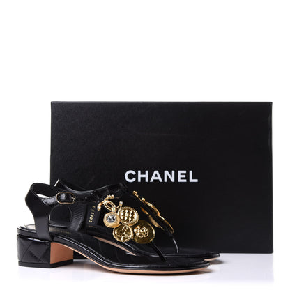 Chanel Calfskin Medallion CC Thong Sandals 36 Black 9 of 9