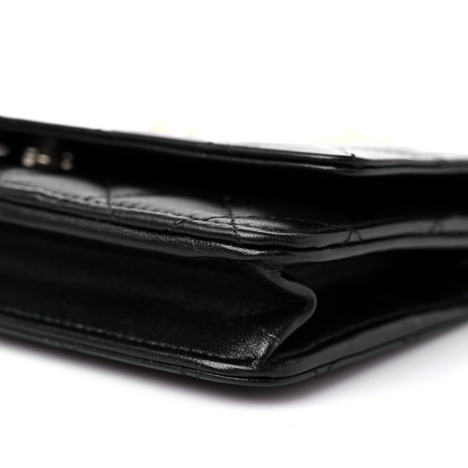 Chanel Lambskin Quilted Pearl Wallet On Chain WOC Black 9 of 14