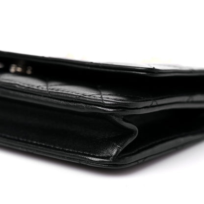 Chanel Lambskin Quilted Pearl Wallet On Chain WOC Black 9 of 14